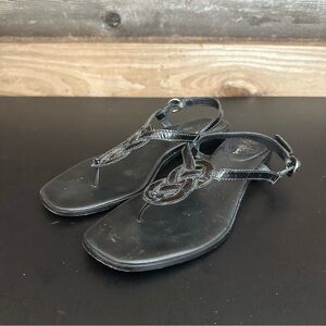Cole Haan Black Patent Leather Infinity Knot Slingback Sandals Women’s 8.5
